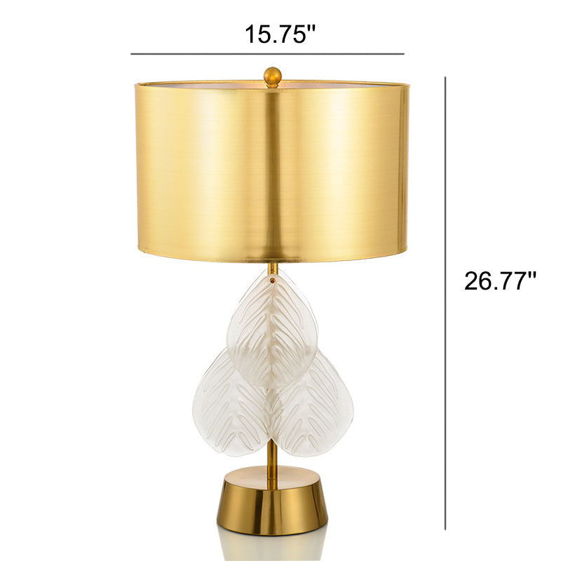 Golden Fabric Glass Leaf Table Lamp