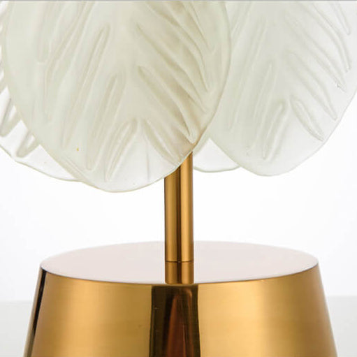 Golden Fabric Glass Leaf Table Lamp