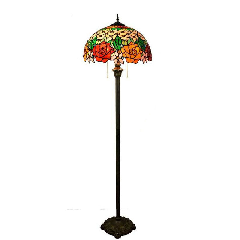 Stained Glass Rose 2-Light Floor Lamp