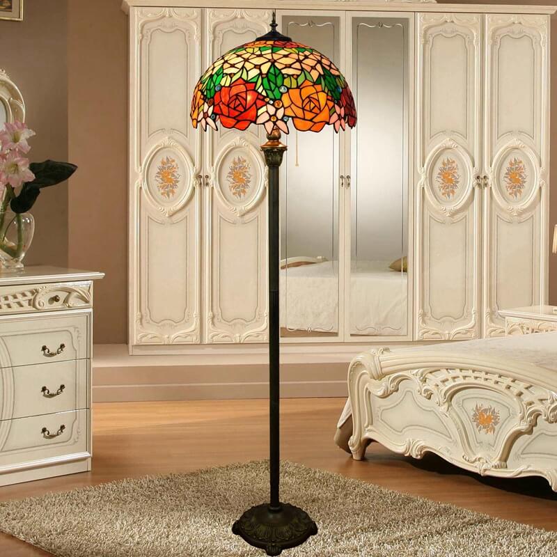 Stained Glass Rose 2-Light Floor Lamp