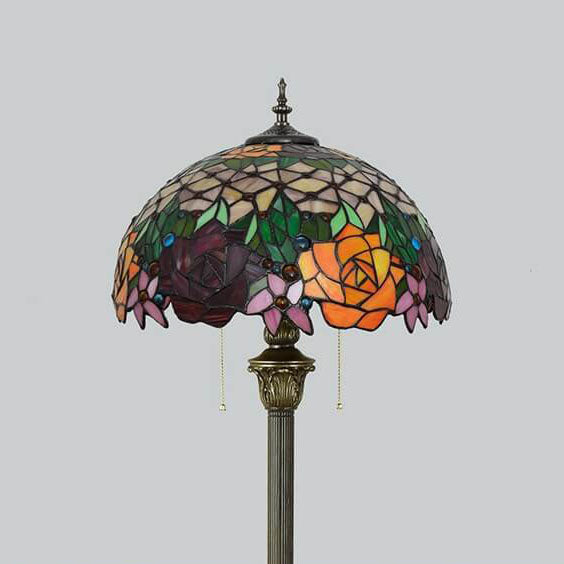 Stained Glass Rose 2-Light Floor Lamp