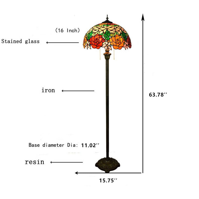 Stained Glass Rose 2-Light Floor Lamp