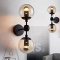 Glass Wrought Iron 2-Light Wall Lamp
