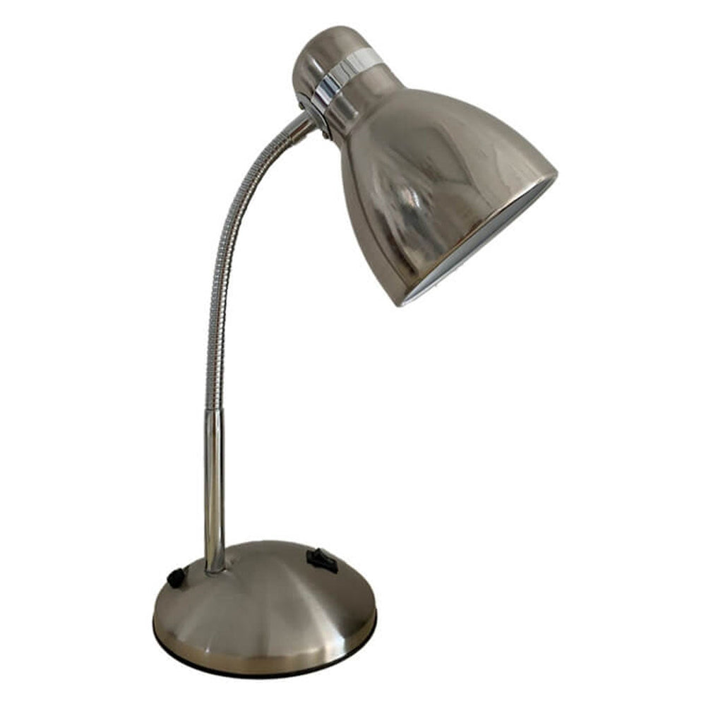 Aged Chrome Metal Table Lamp