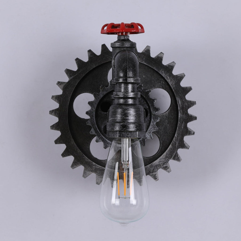 Gear-shaped Wrought Iron Wall Lamp