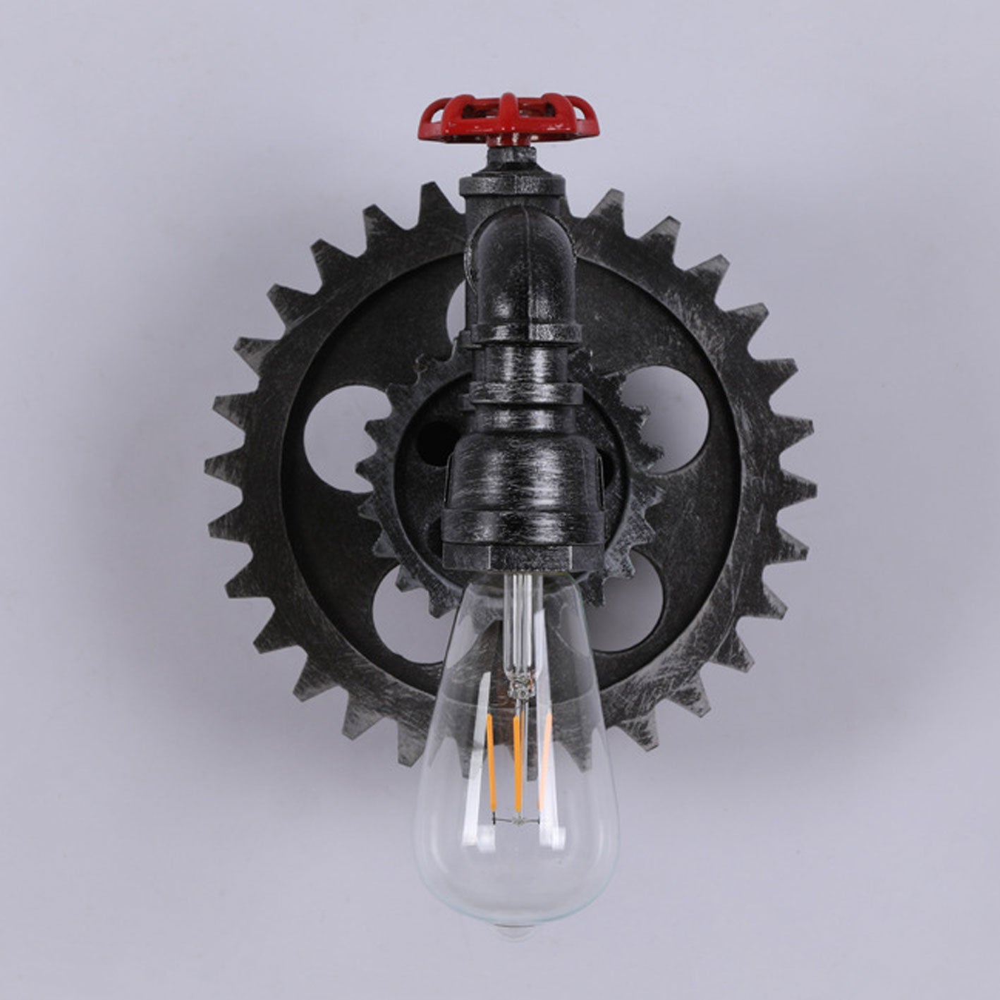 Gear-shaped Wrought Iron Wall Lamp