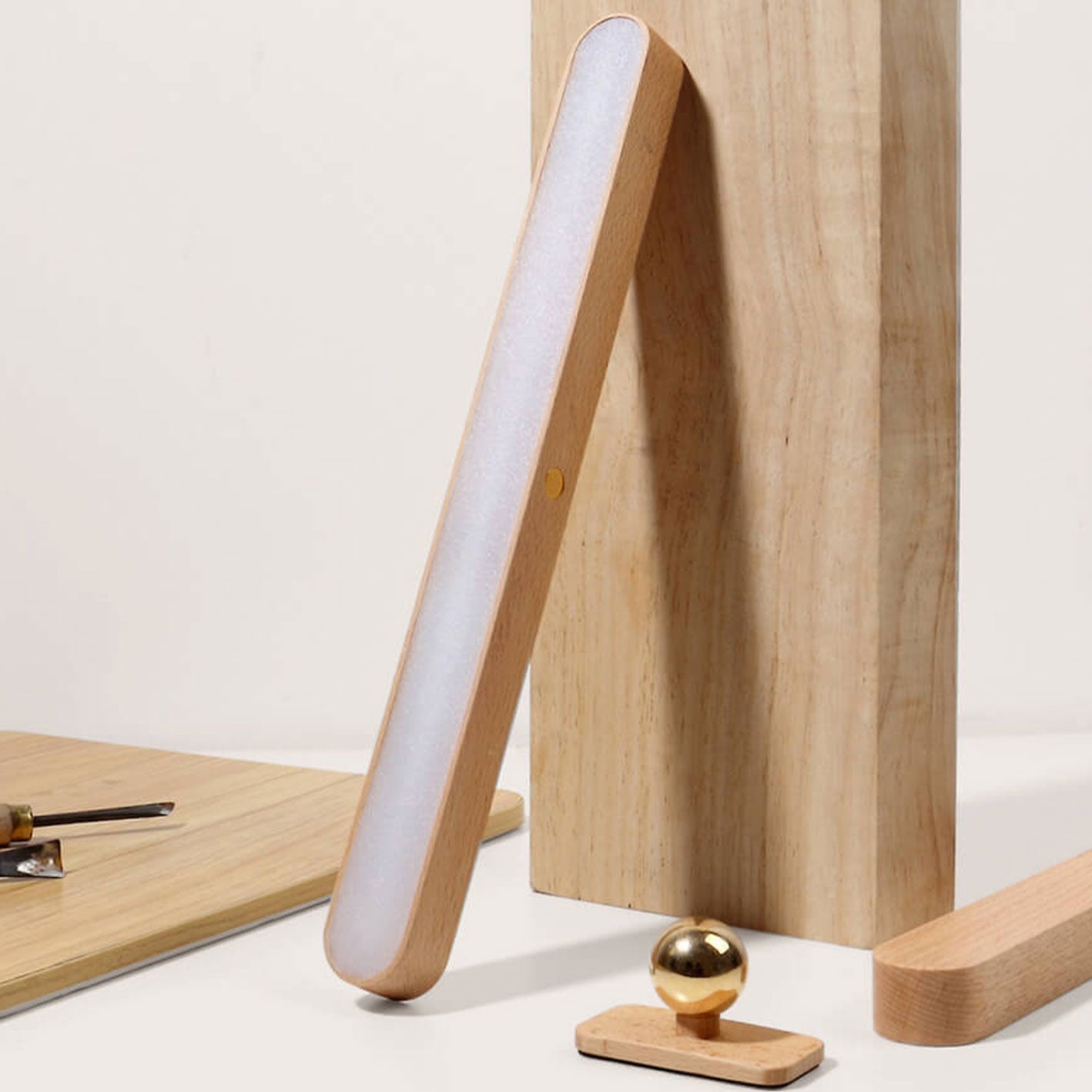 Wooden Strip Magnetic Mirror Wall Lamp