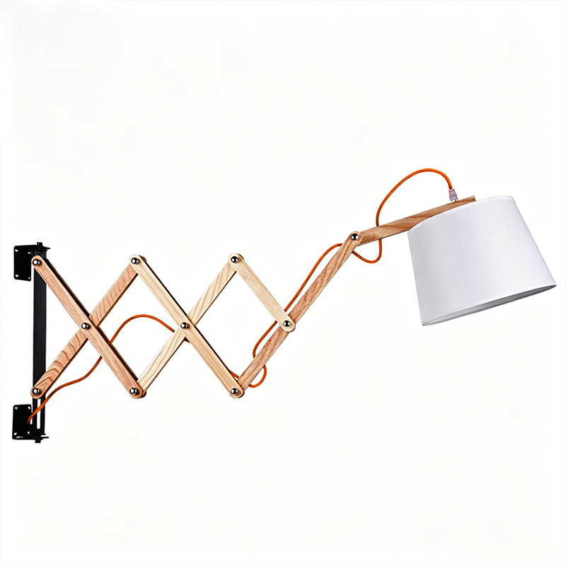 Fabric Cone Solid Wood Wall Lamp
