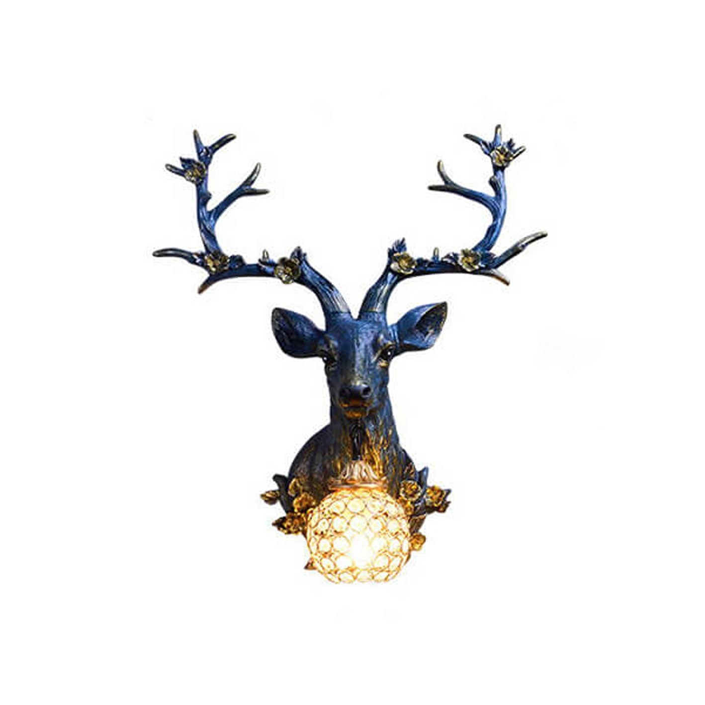 Fortune Deer Head Resin Wall Lamp