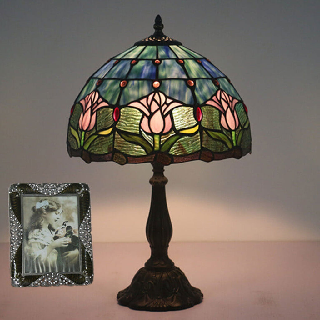 Tulip Stained Glass Dome Table Lamp