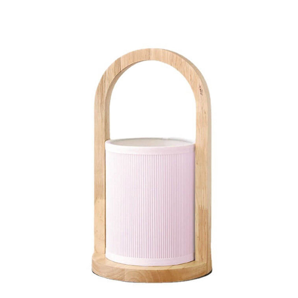 Fabric Column Solid Wood Table Lamp