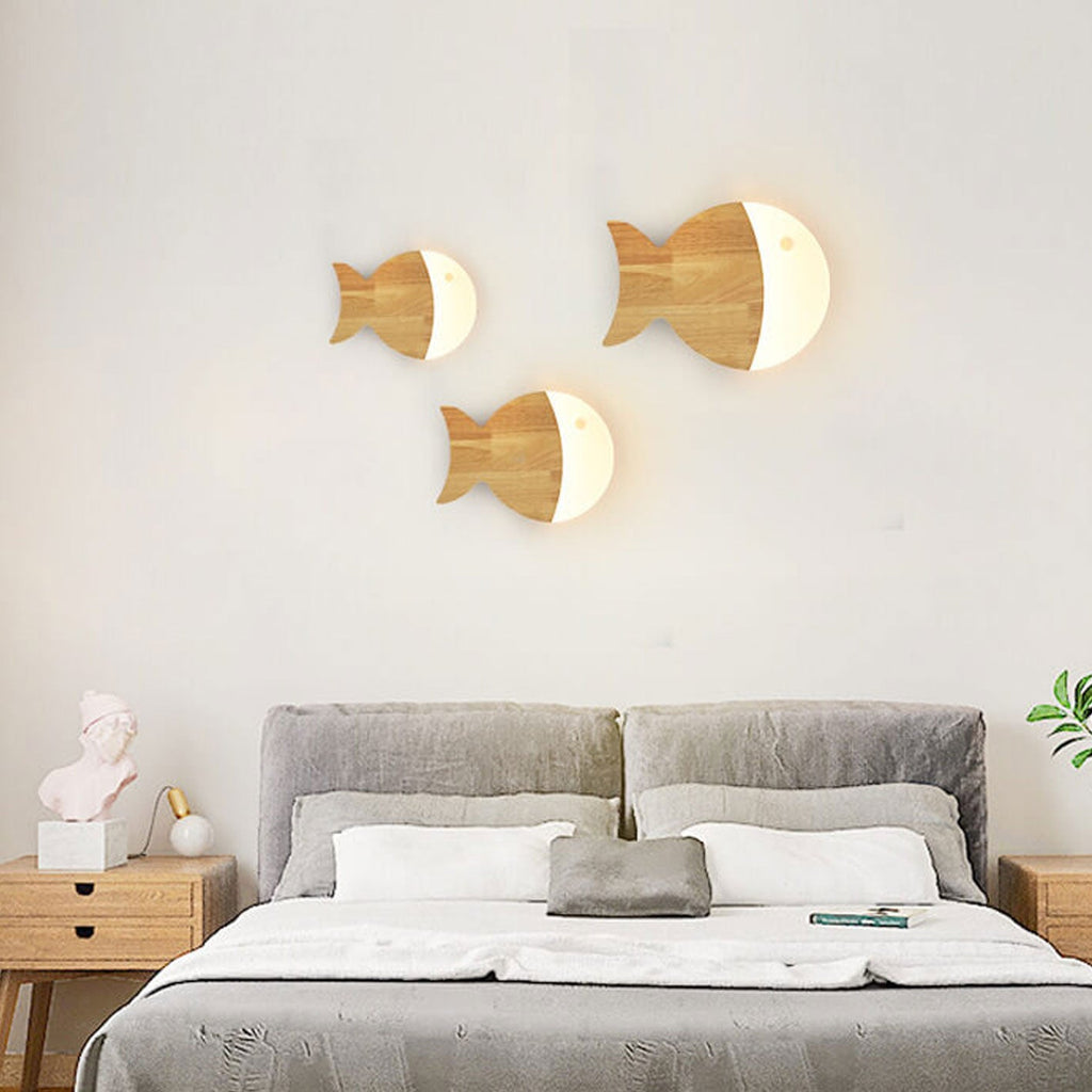 Oak Acrylic Fish Wall Lamp