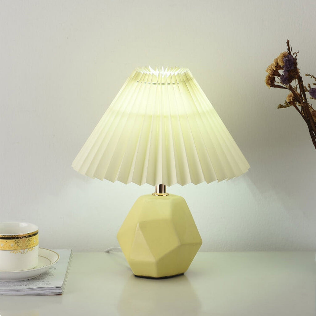 Milk Yellow Pleated Geometric Table Lamp