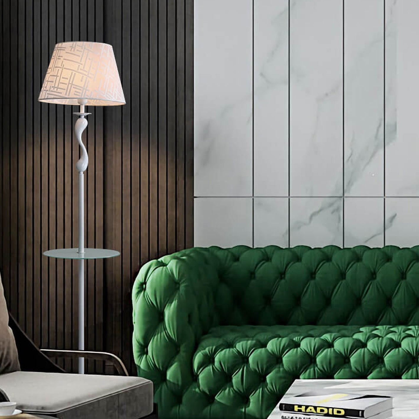 Linen Fabric Dome Iron Floor Lamp