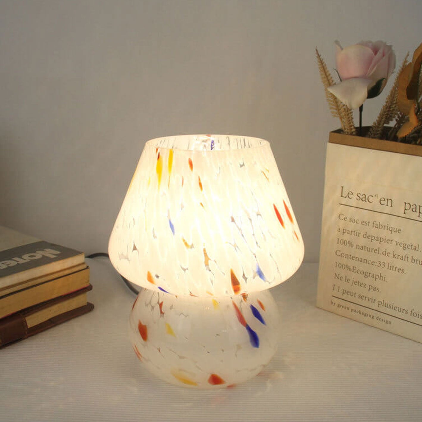 Stained Ink Glass Mushroom Table Lamp
