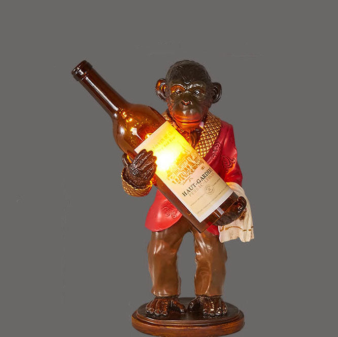 Monkey Resin Wine Bottle Table Lamp