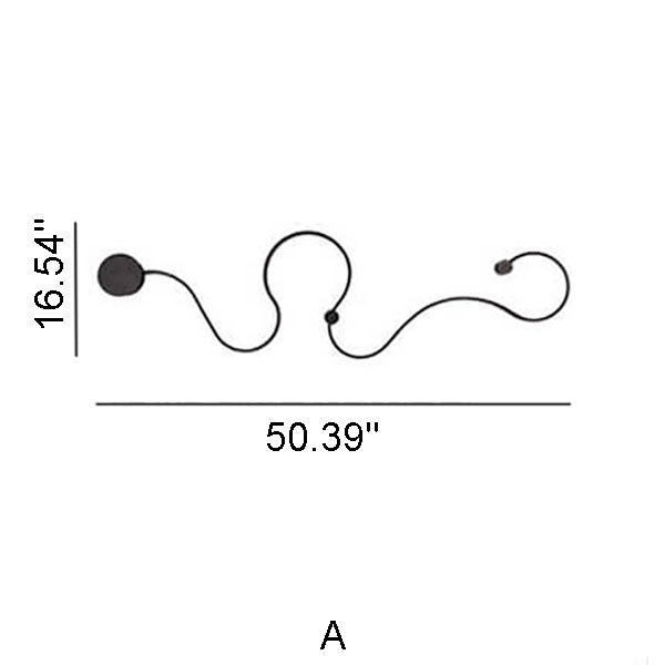 Long Aluminum Snake Shaped Wall Lamp
