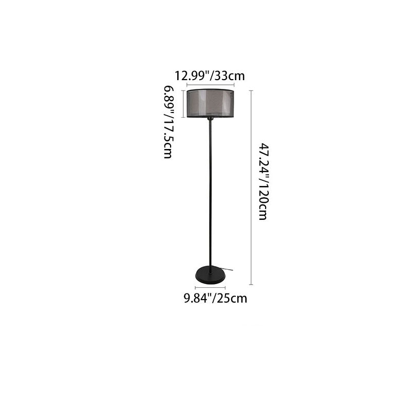 Double-Layer Cylindrical Metal Fabric Floor Lamp