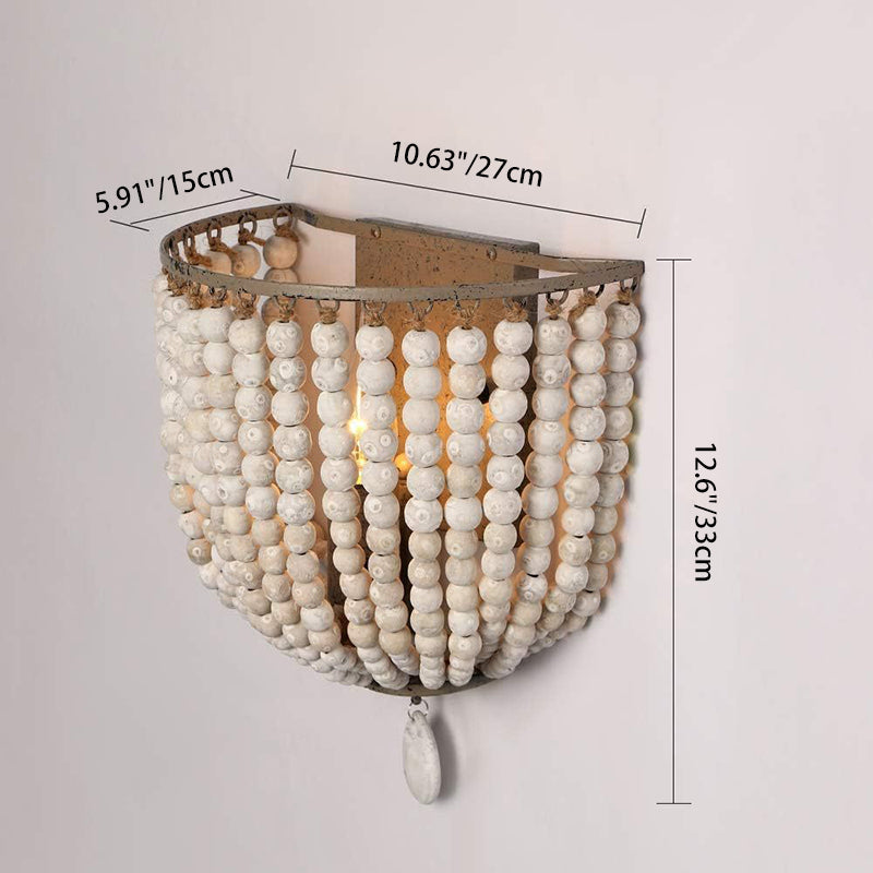 Solid Wood Iron Beaded Wall Lamp