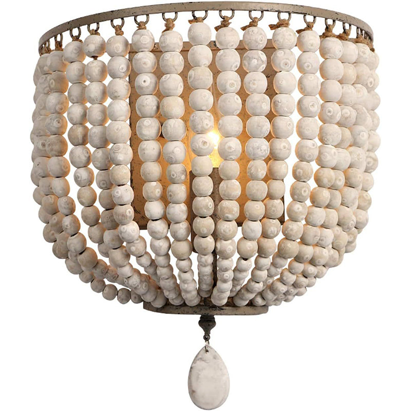 Solid Wood Iron Beaded Wall Lamp