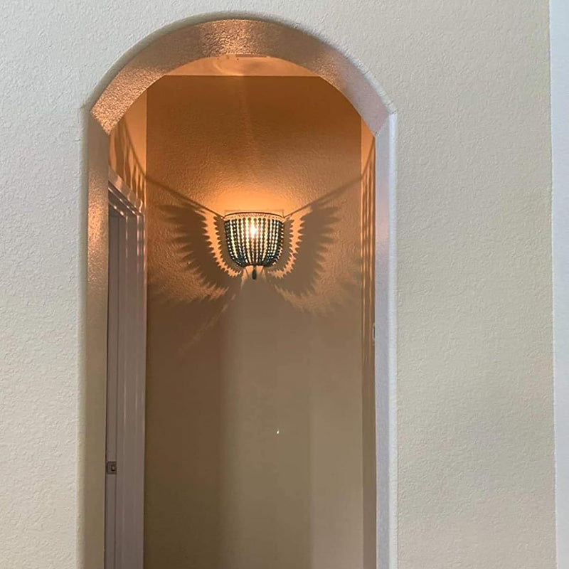 Solid Wood Iron Beaded Wall Lamp