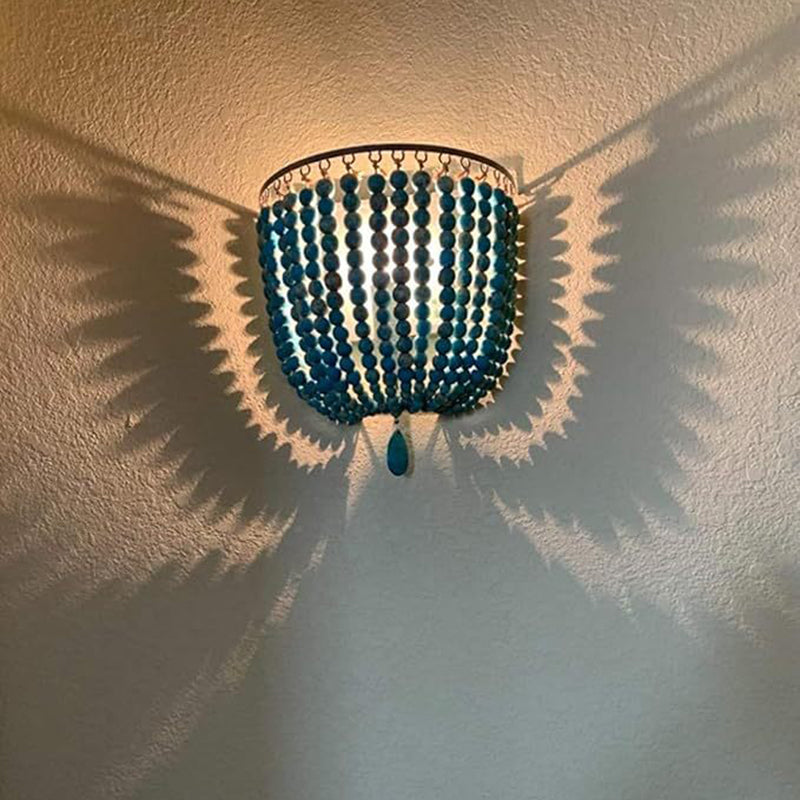 Solid Wood Iron Beaded Wall Lamp