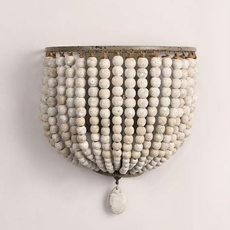 Solid Wood Iron Beaded Wall Lamp
