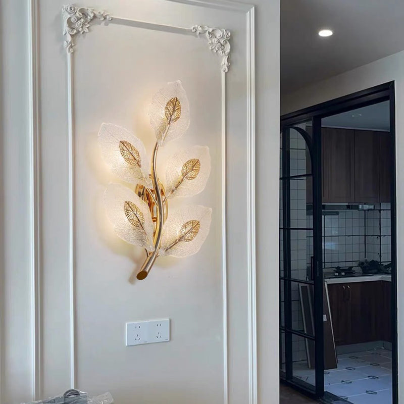 Aluminum Carbon Steel Leaf 3-Light Wall Lamp