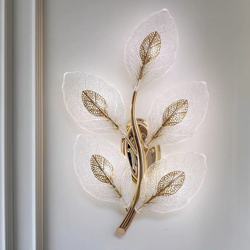 Aluminum Carbon Steel Leaf 3-Light Wall Lamp