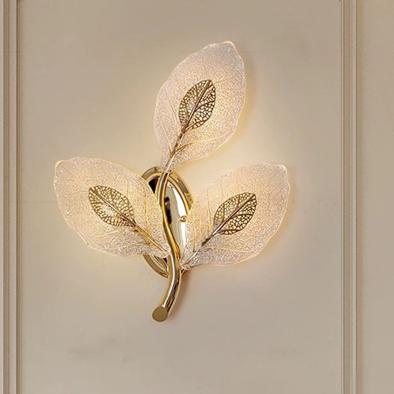 Aluminum Carbon Steel Leaf 3-Light Wall Lamp