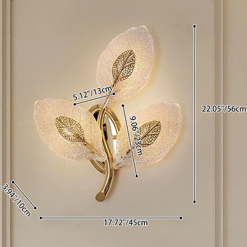 Aluminum Carbon Steel Leaf 3-Light Wall Lamp