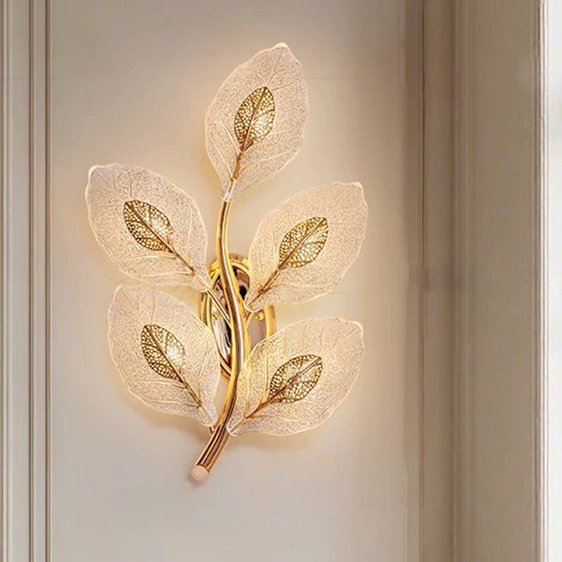 Aluminum Carbon Steel Leaf 3-Light Wall Lamp