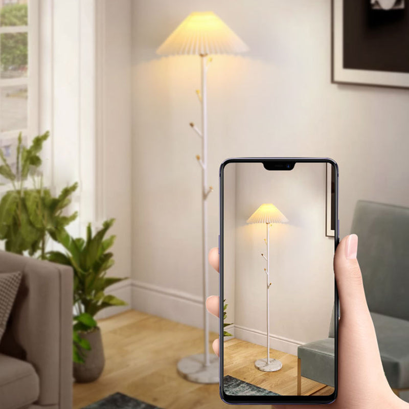 Umbrella Iron PVC Fabric Floor Lamp