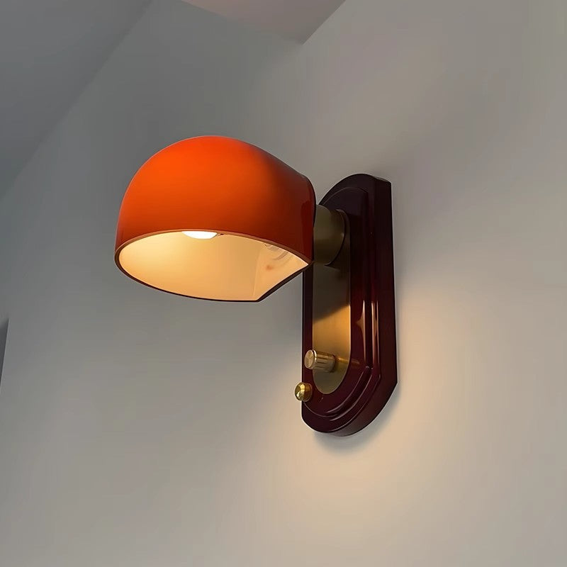 Wooden Glass Mushroom Bedroom Wall Lamp