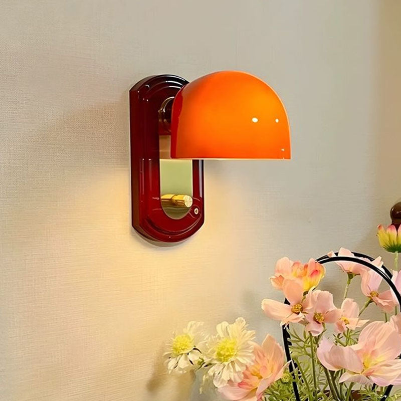 Wooden Glass Mushroom Bedroom Wall Lamp