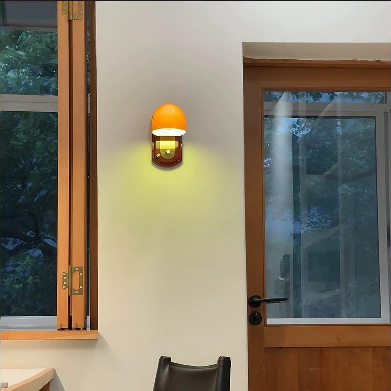 Wooden Glass Mushroom Bedroom Wall Lamp