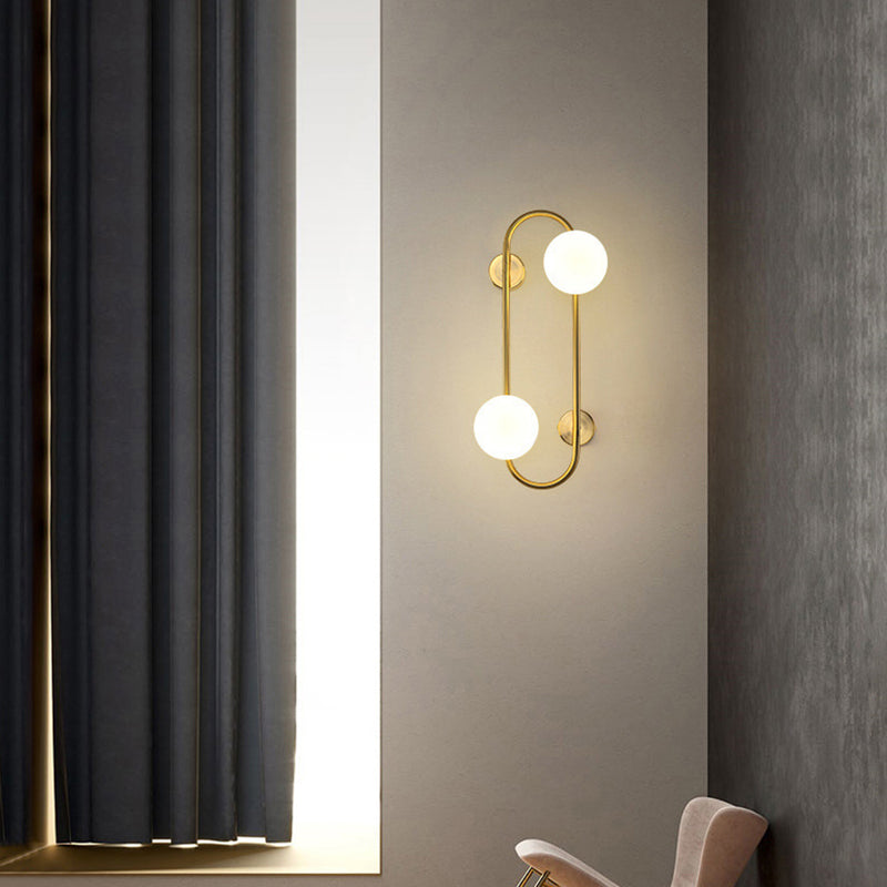 Geometric Lines Iron Glass 2-Light Wall Lamp