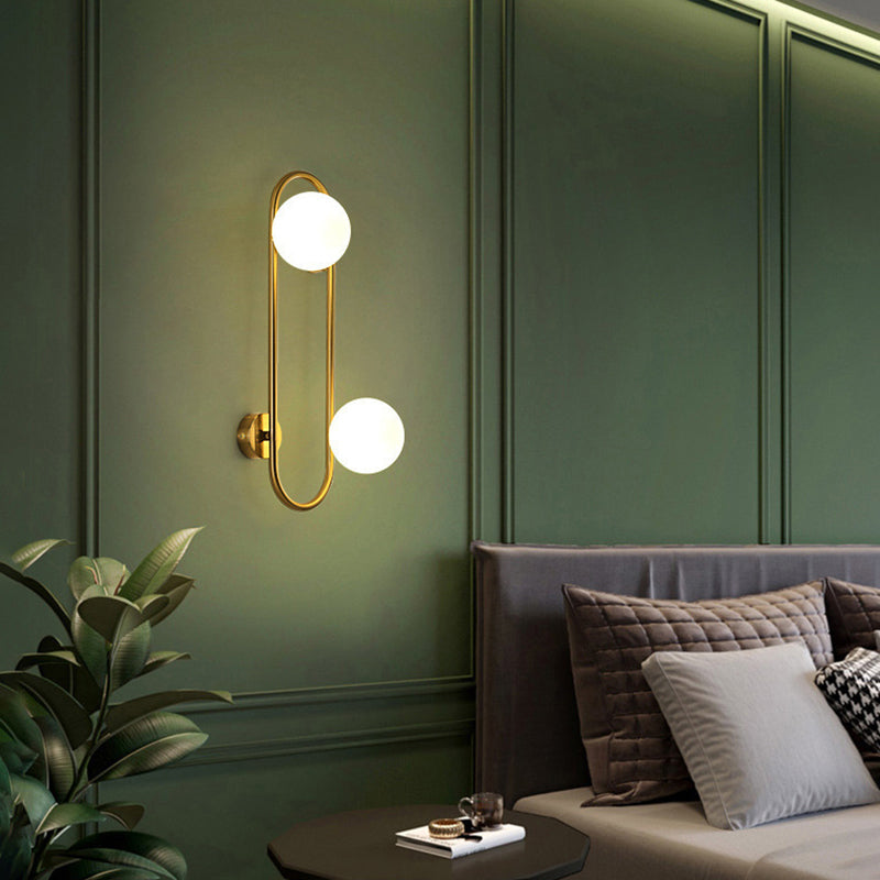 Geometric Lines Iron Glass 2-Light Wall Lamp