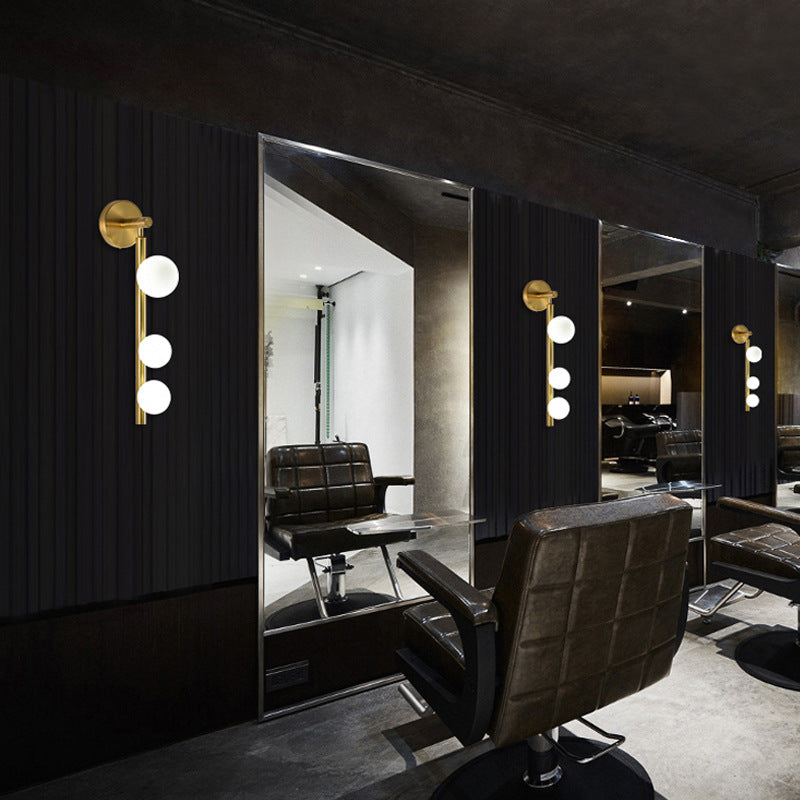 Linear Metal Iron Glass 3-Light Wall Lamp