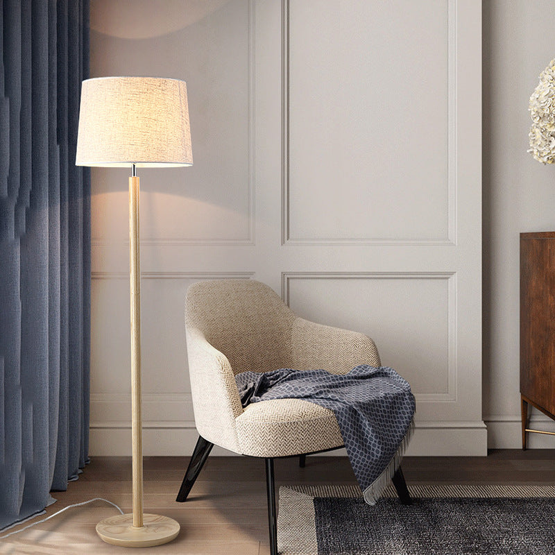 Cylindrical Ash Iron Fabric Floor Lamp