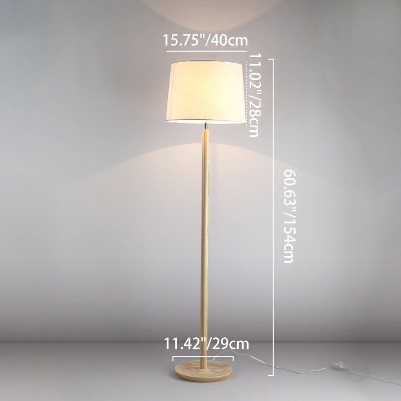 Cylindrical Ash Iron Fabric Floor Lamp