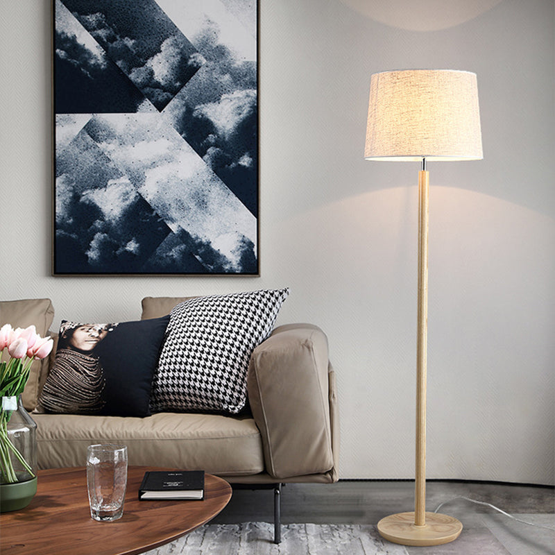 Cylindrical Ash Iron Fabric Floor Lamp