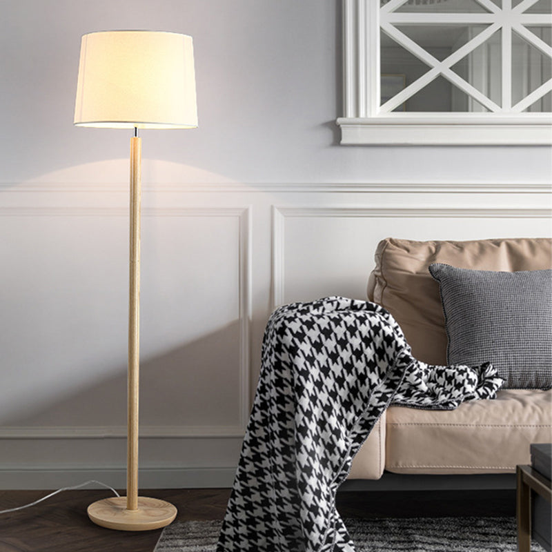 Cylindrical Ash Iron Fabric Floor Lamp