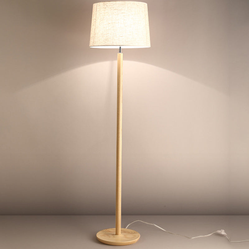 Cylindrical Ash Iron Fabric Floor Lamp