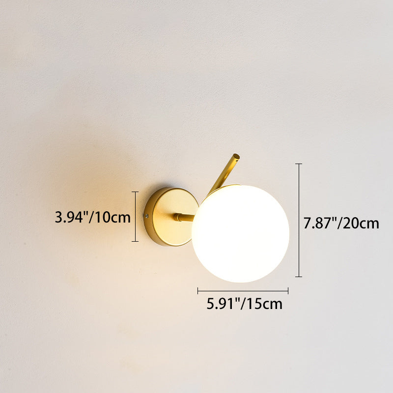 Spherical Iron Glass Bedroom Wall Lamp