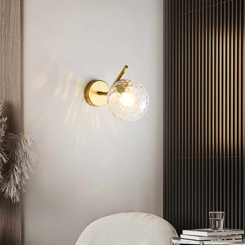 Spherical Iron Glass Bedroom Wall Lamp