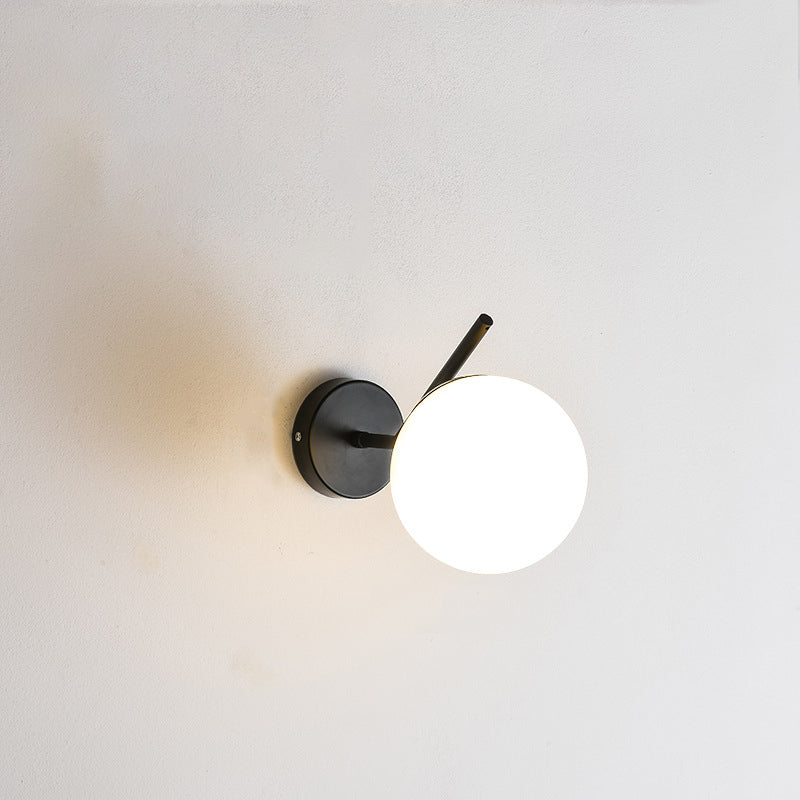 Spherical Iron Glass Bedroom Wall Lamp