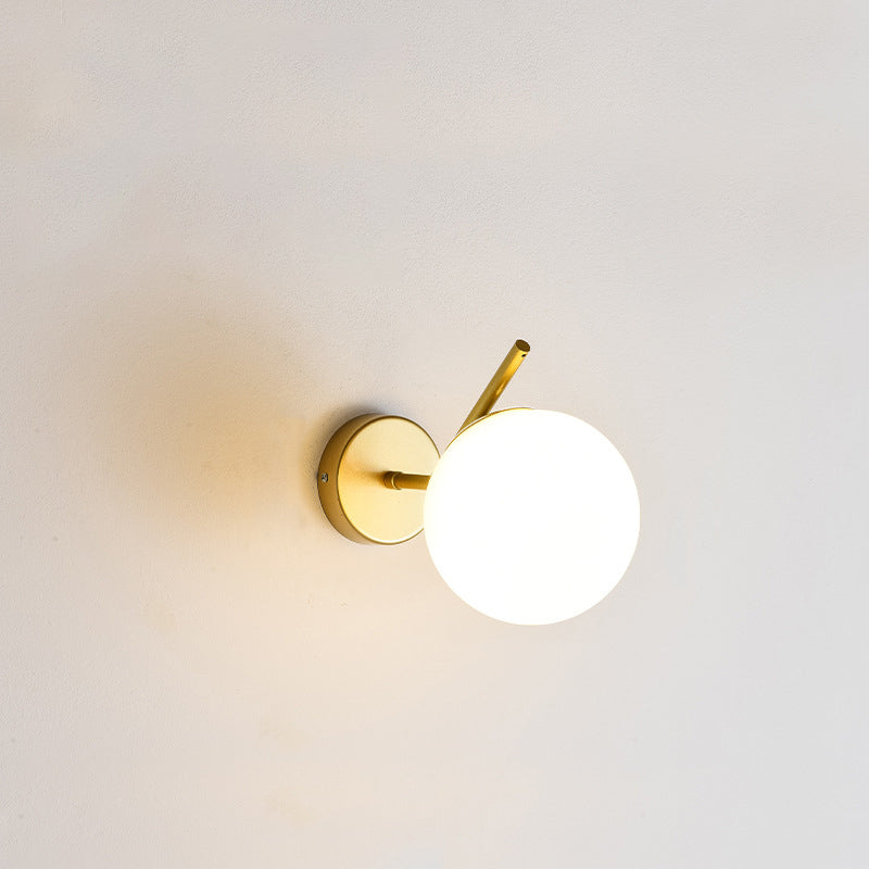 Spherical Iron Glass Bedroom Wall Lamp