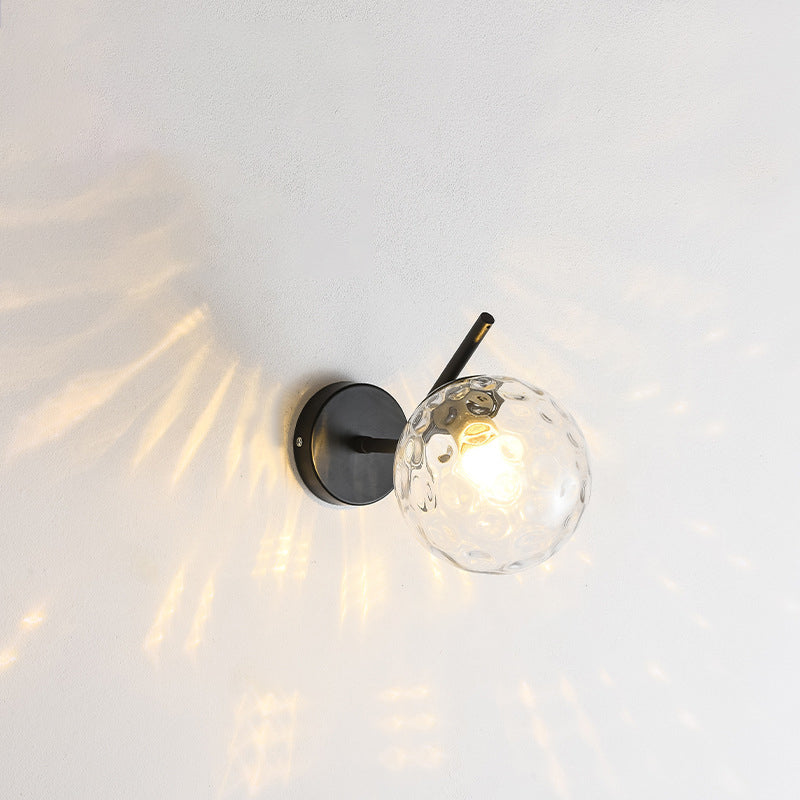 Spherical Iron Glass Bedroom Wall Lamp