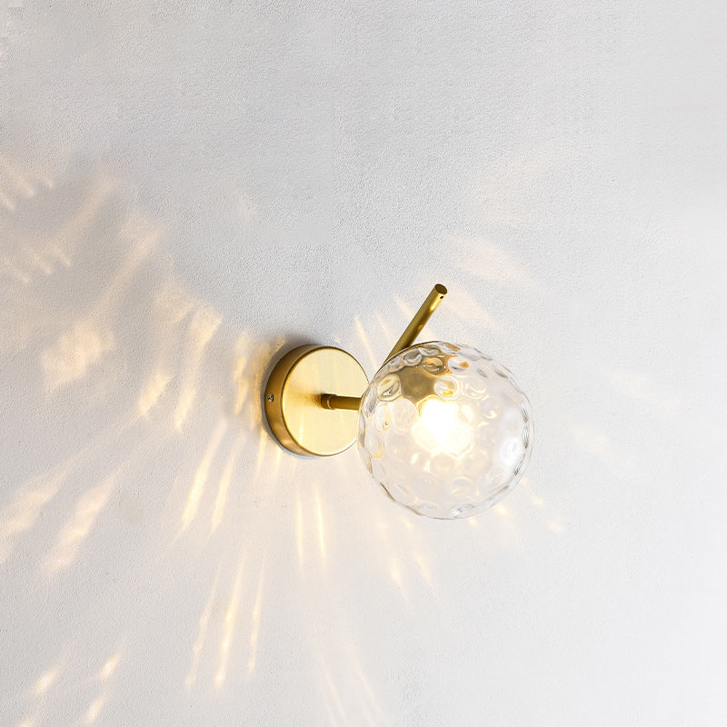 Spherical Iron Glass Bedroom Wall Lamp